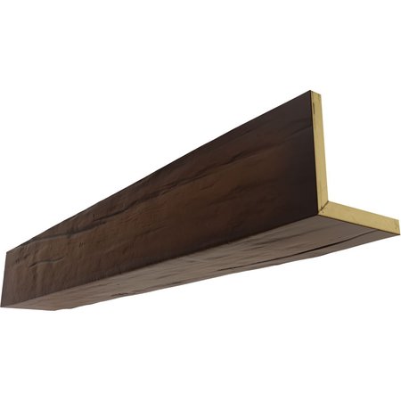 EKENA MILLWORK 2-Sided (L-beam) Riverwood Endurathane Faux Wood Ceiling Beam, Premium Mahogany, 4"W x 10"H  x 14'L BMRW2C0040X100X168ZM